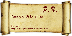 Panyek Urbána névjegykártya